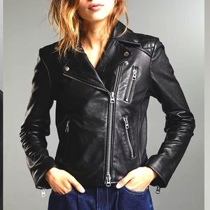 Aritzia Wilfred Free Richards Genuine Leather Biker